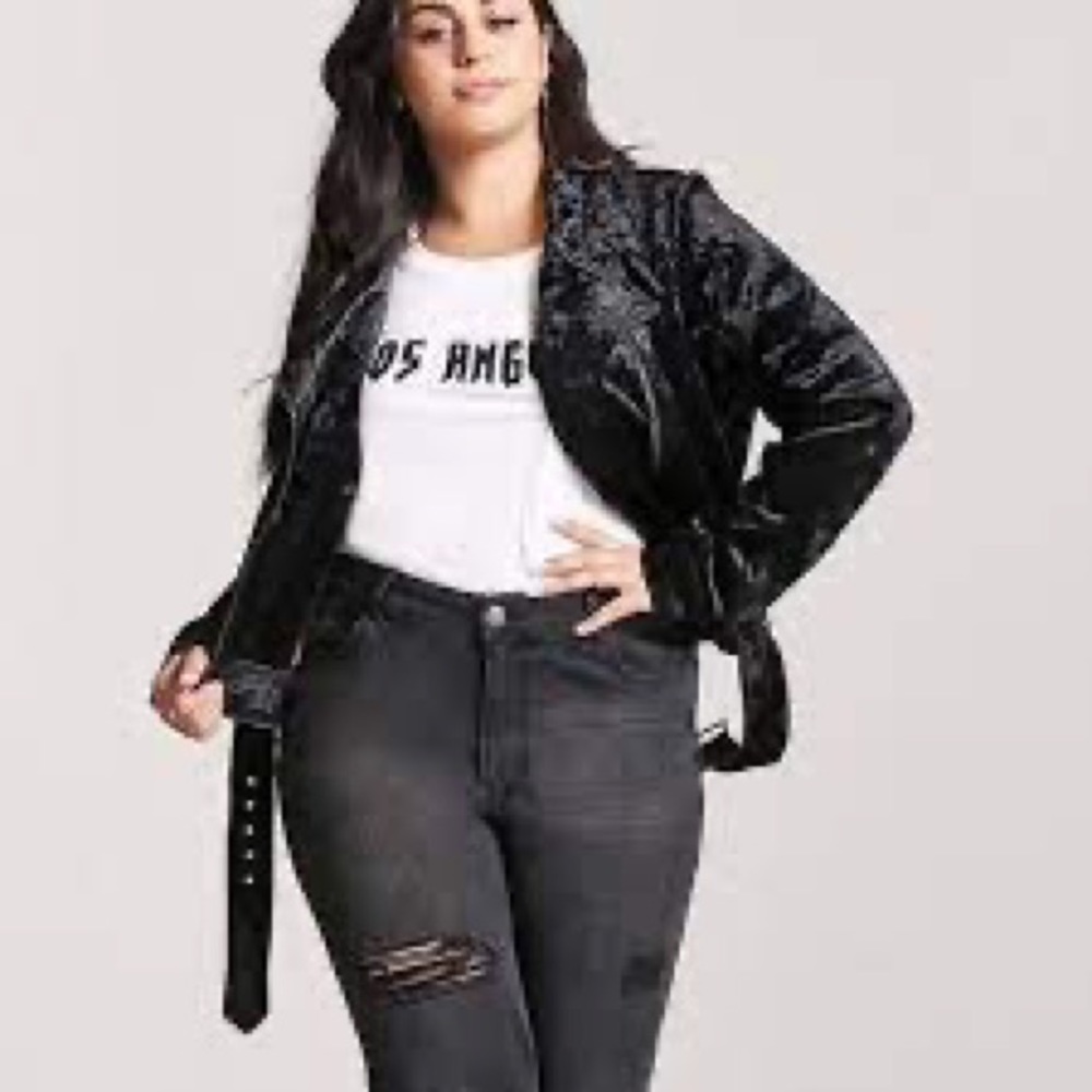 Forever 21 crushed velvet Moto jacket